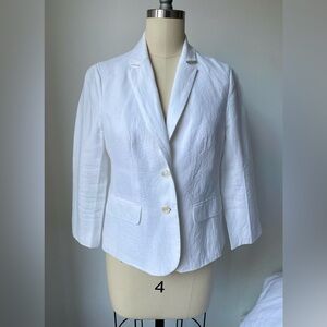 Vince Camuto 100% Linen White Blazer Classic Single Breasted Jacket Size 0
